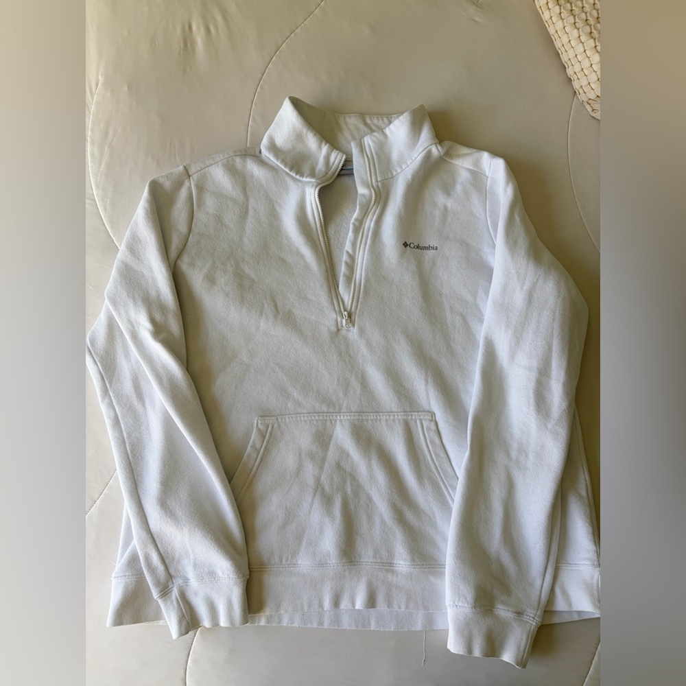 Columbia Zip Up White Sweater